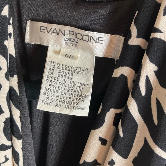 Evan-Picone Dress Black & Cream Floral Fit & Flare Halter Style Size 8P - Picture 5 of 11